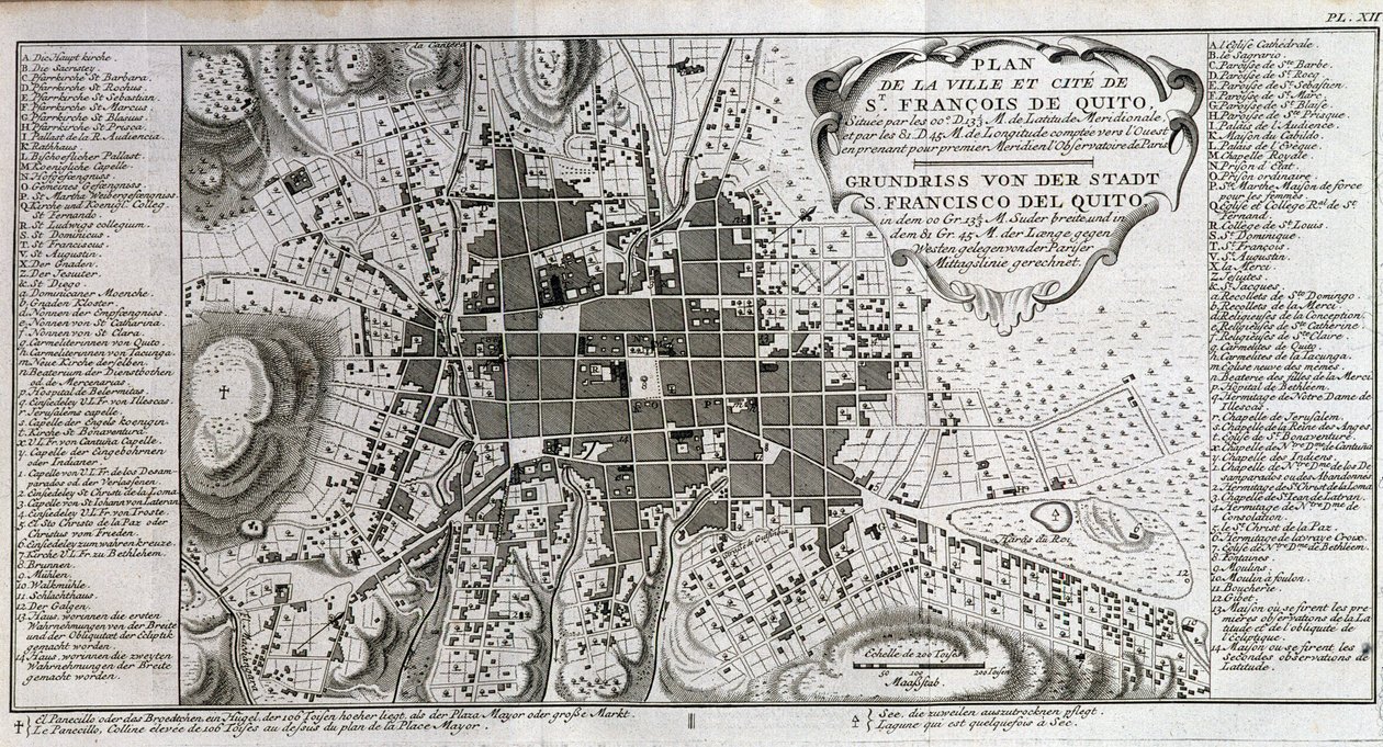 Kaart van de Stad en Stad van St François de Quito door Unknown artist