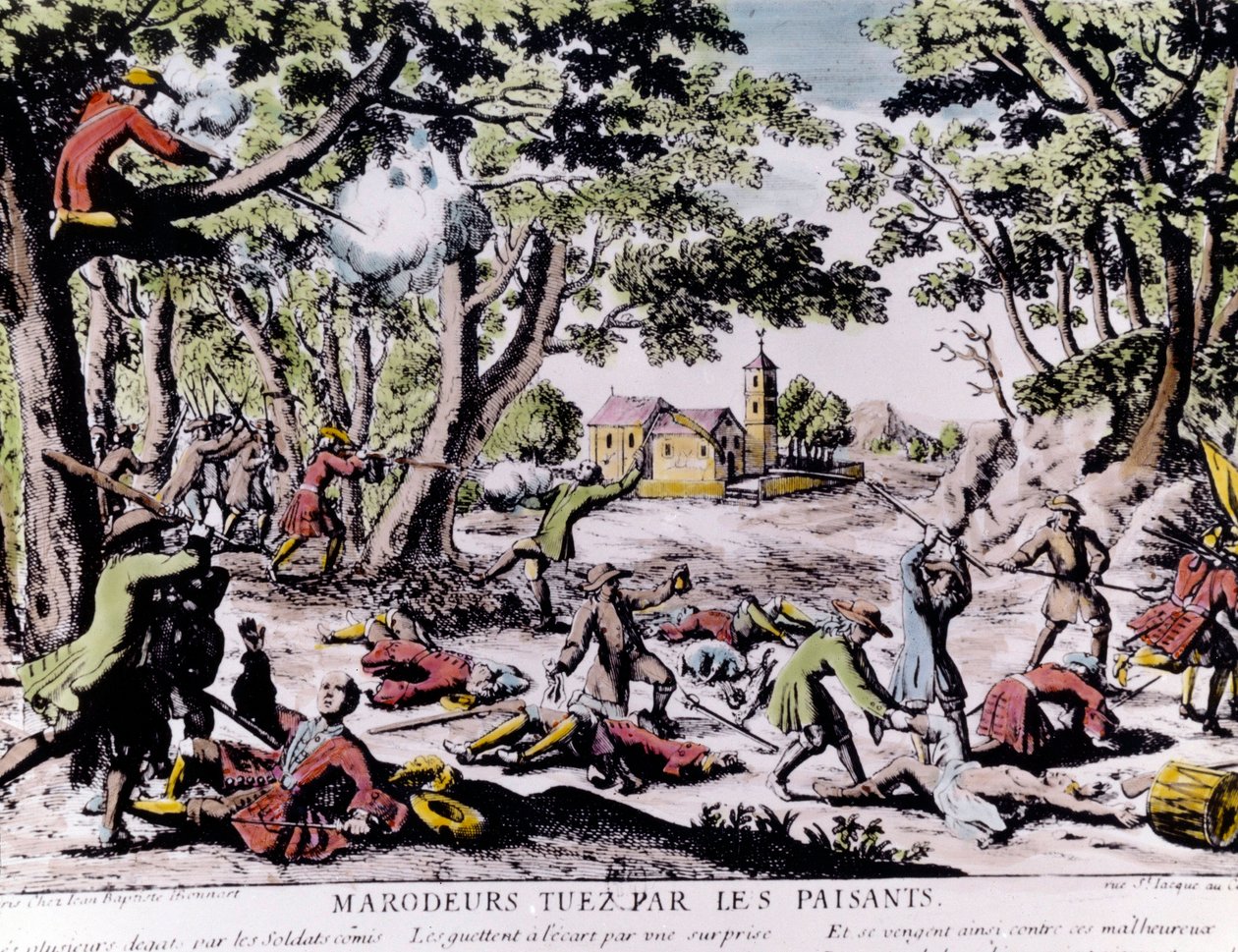 Plunderaars neergeschoten door boeren door Unknown artist