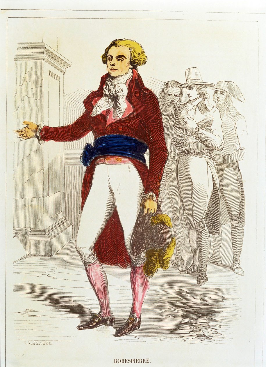 Maximilien Robespierre, Handgekleurde ets (handgekleurde ets) door Unknown artist