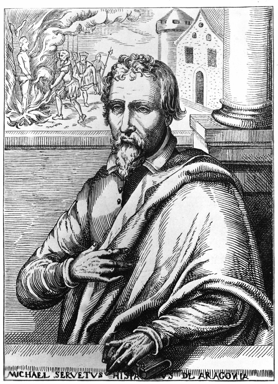 Michel Servet (Michel de Villanueva) (1511-1553), Spaanse arts en theoloog. Gravure door Unknown artist
