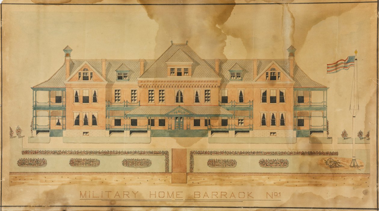 Militair Tehuis Barak Nr. 1, presentatietekening door Unknown artist