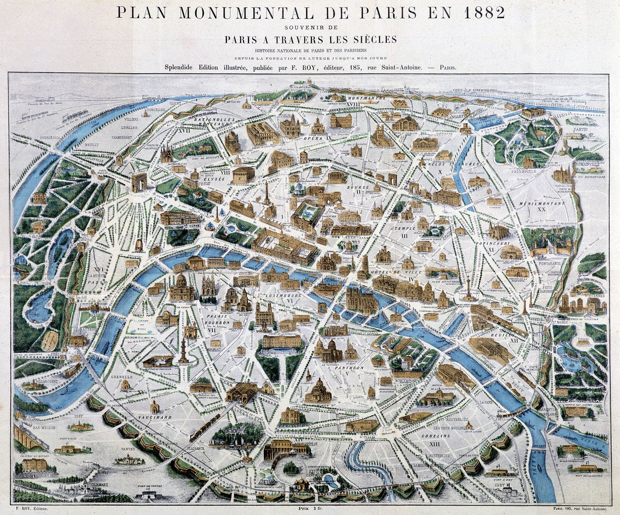 Monumentaal plan van Parijs in 1882 door Unknown artist