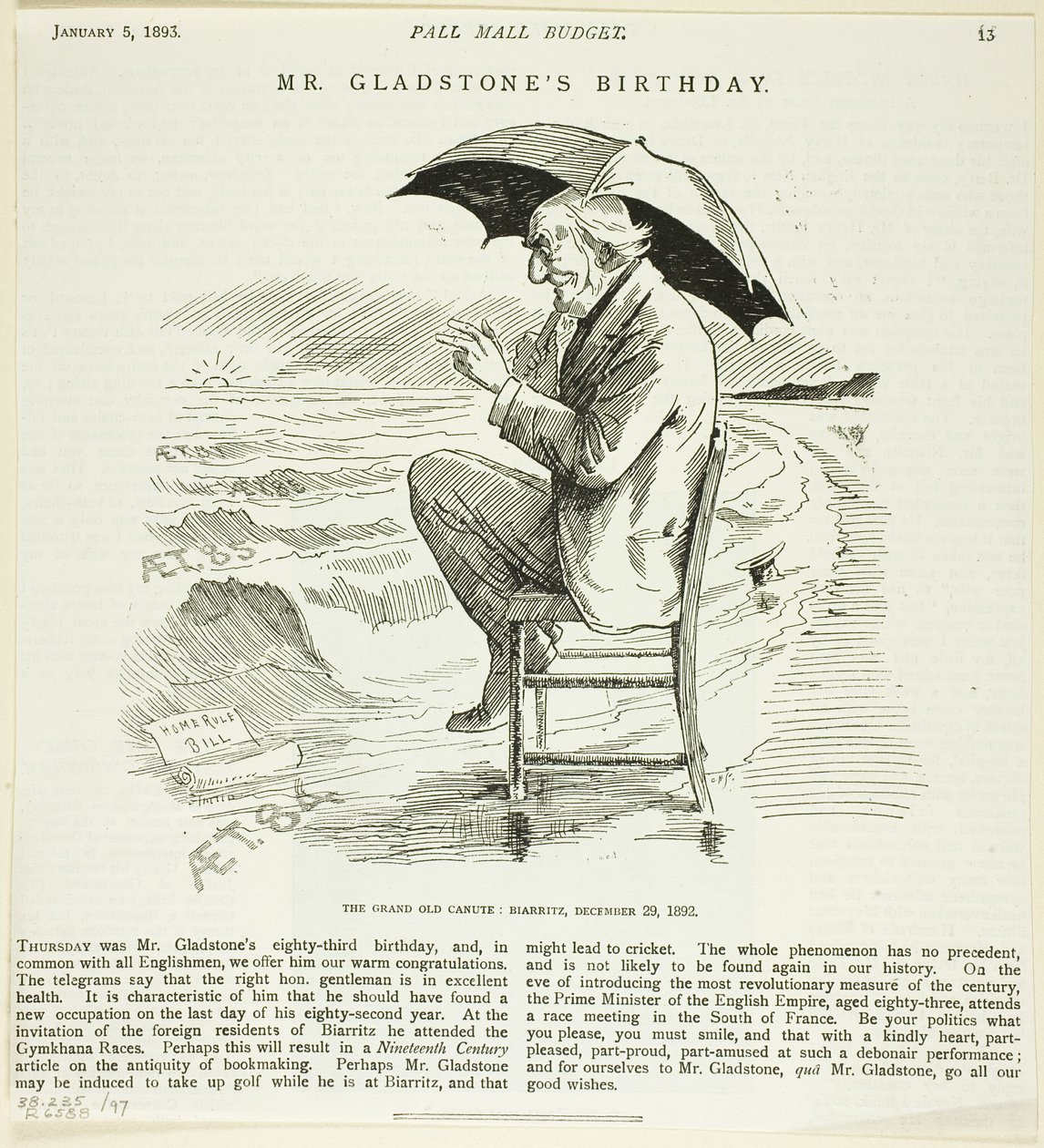 De verjaardag van Mr. Gladstone, uit de Pall Mall Budget door Unknown artist
