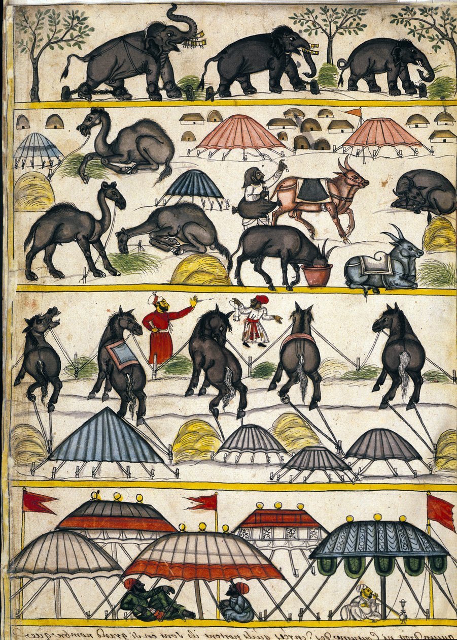 Mughal militair kamp. Pagina uit het manuscript 