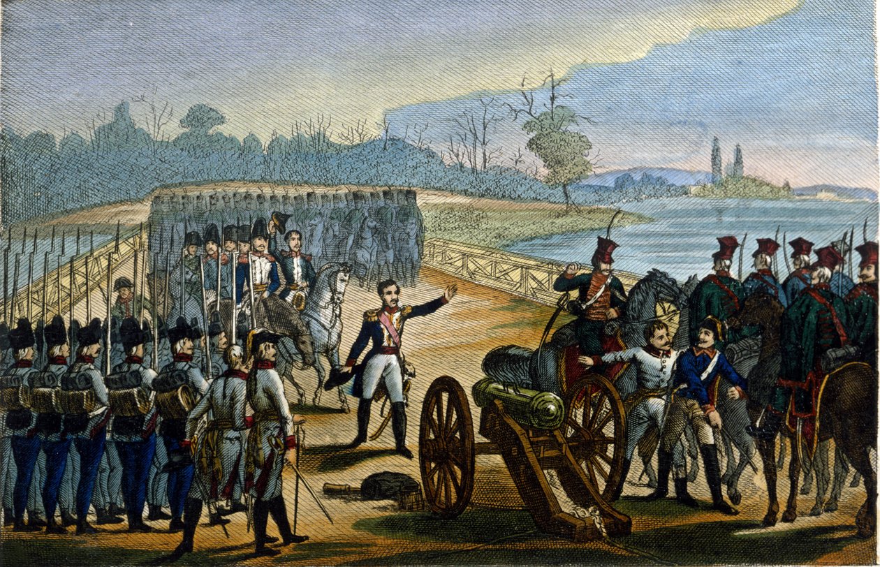 Napoleontische oorlog. Wenen: De verovering van de bruggen van de Donau op 13/11/1805 door Unknown artist