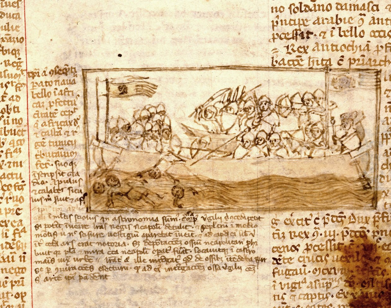 Zeeslag tussen Saracenen en Kruisvaarders in 1120 door Unknown artist