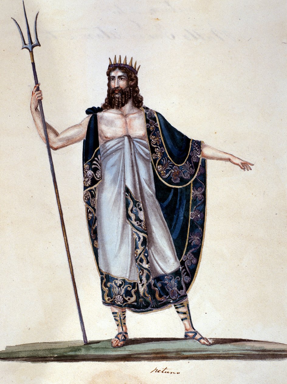 Neptunus - aquarel door Unknown artist