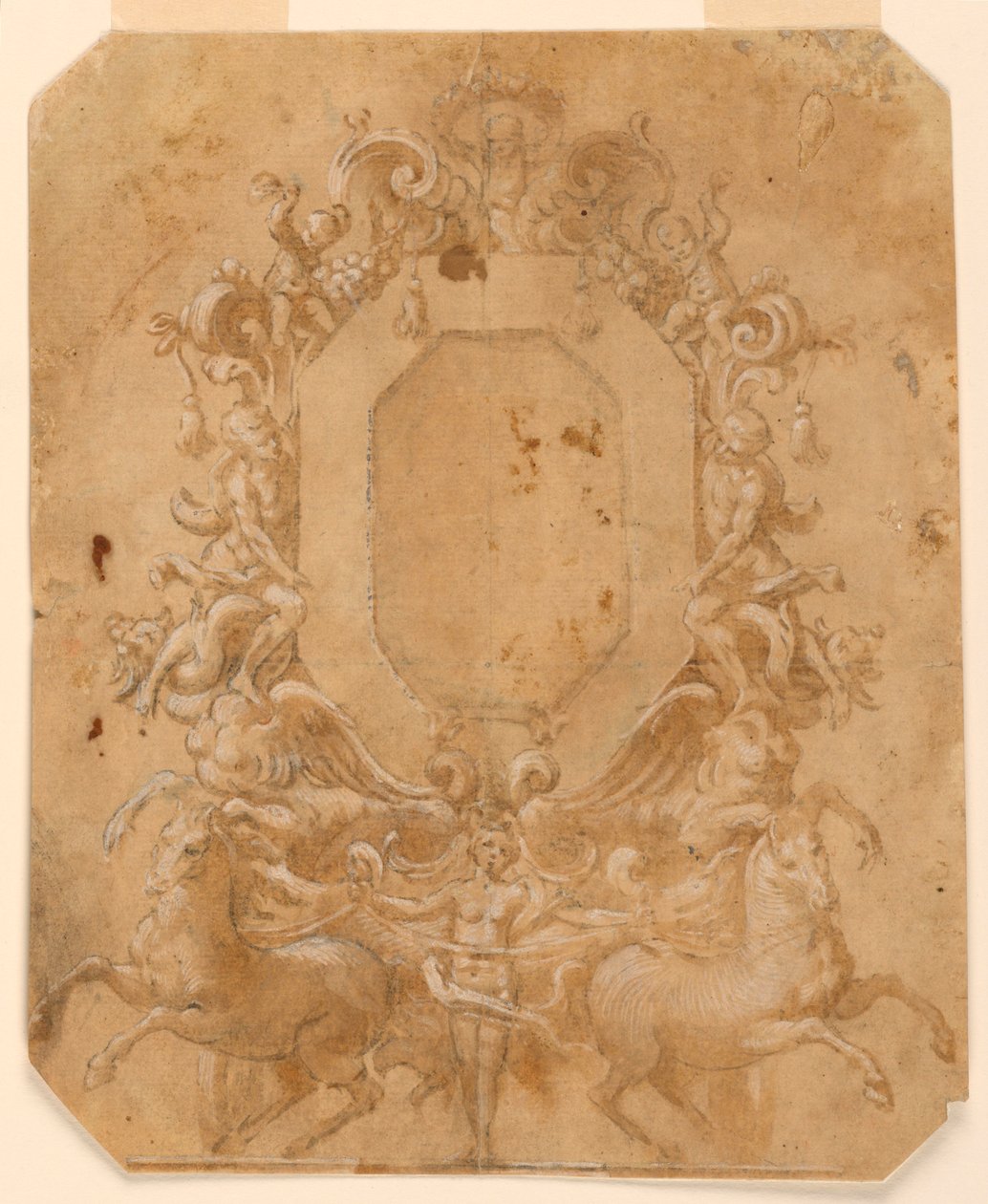 Achtkantig paneel decoratie door Unknown artist