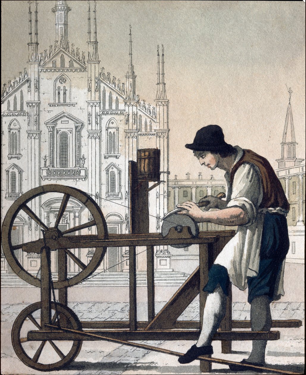 Oude ambacht: de messenslijper door Unknown artist