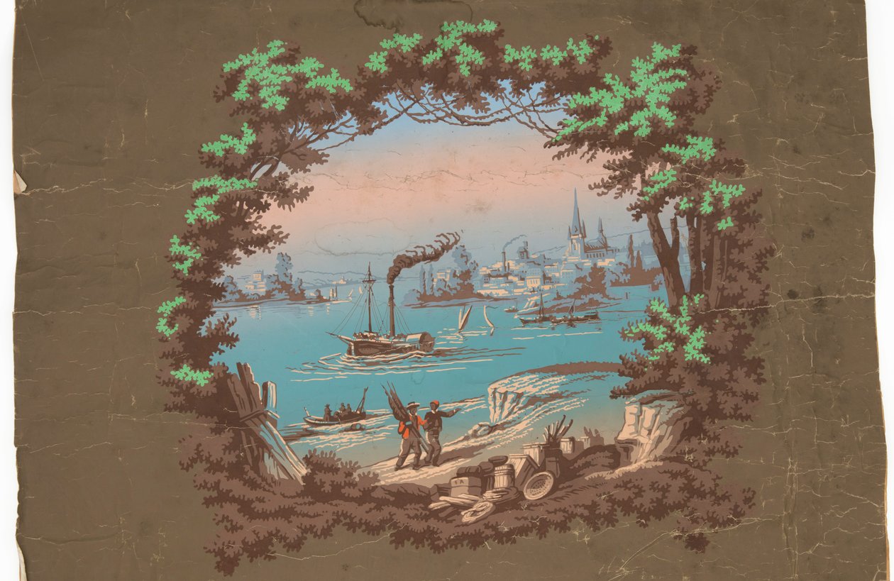 Boven de deur met havenscène door Unknown artist