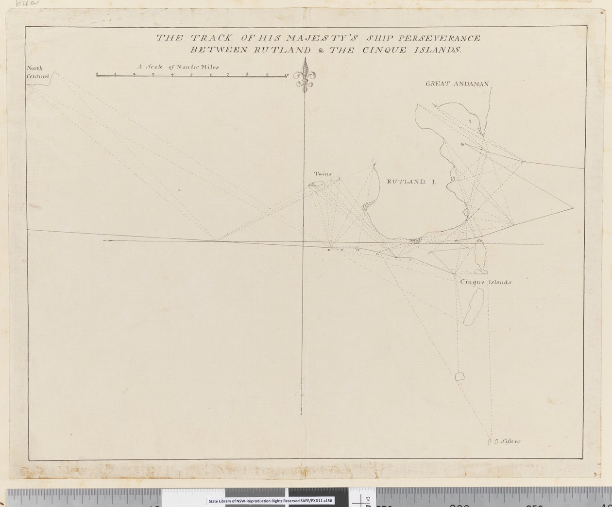 Pagina 38b Het spoor van het schip Perseverance van Zijne Majesteit tussen Rutland en de Cinque-eilanden door Unknown artist