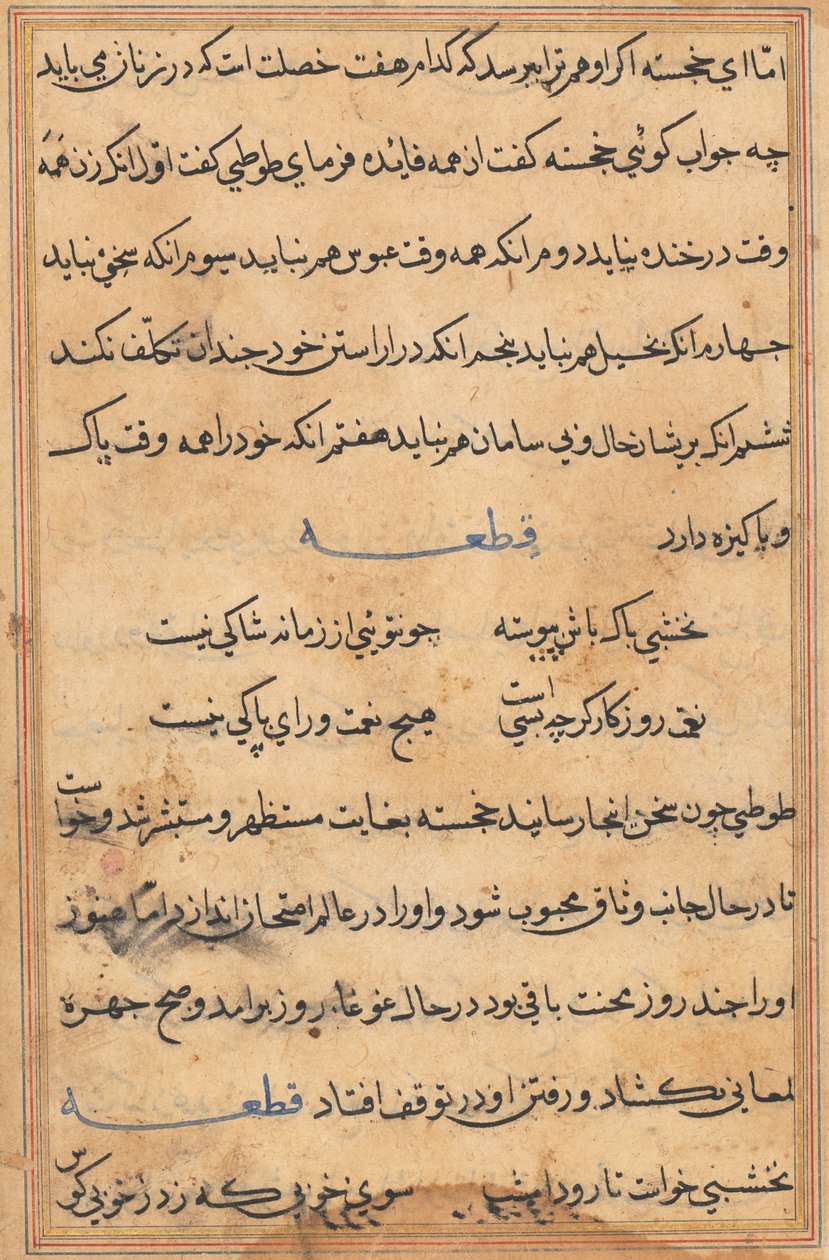 Pagina uit Verhalen van een Papegaai (Tuti-nama): tekstpagina door Unknown artist