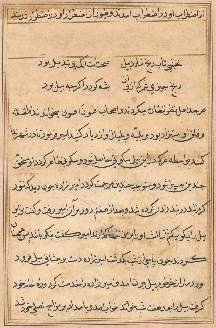 Pagina uit Verhalen van een Papegaai (Tuti-nama): tekstpagina door Unknown artist