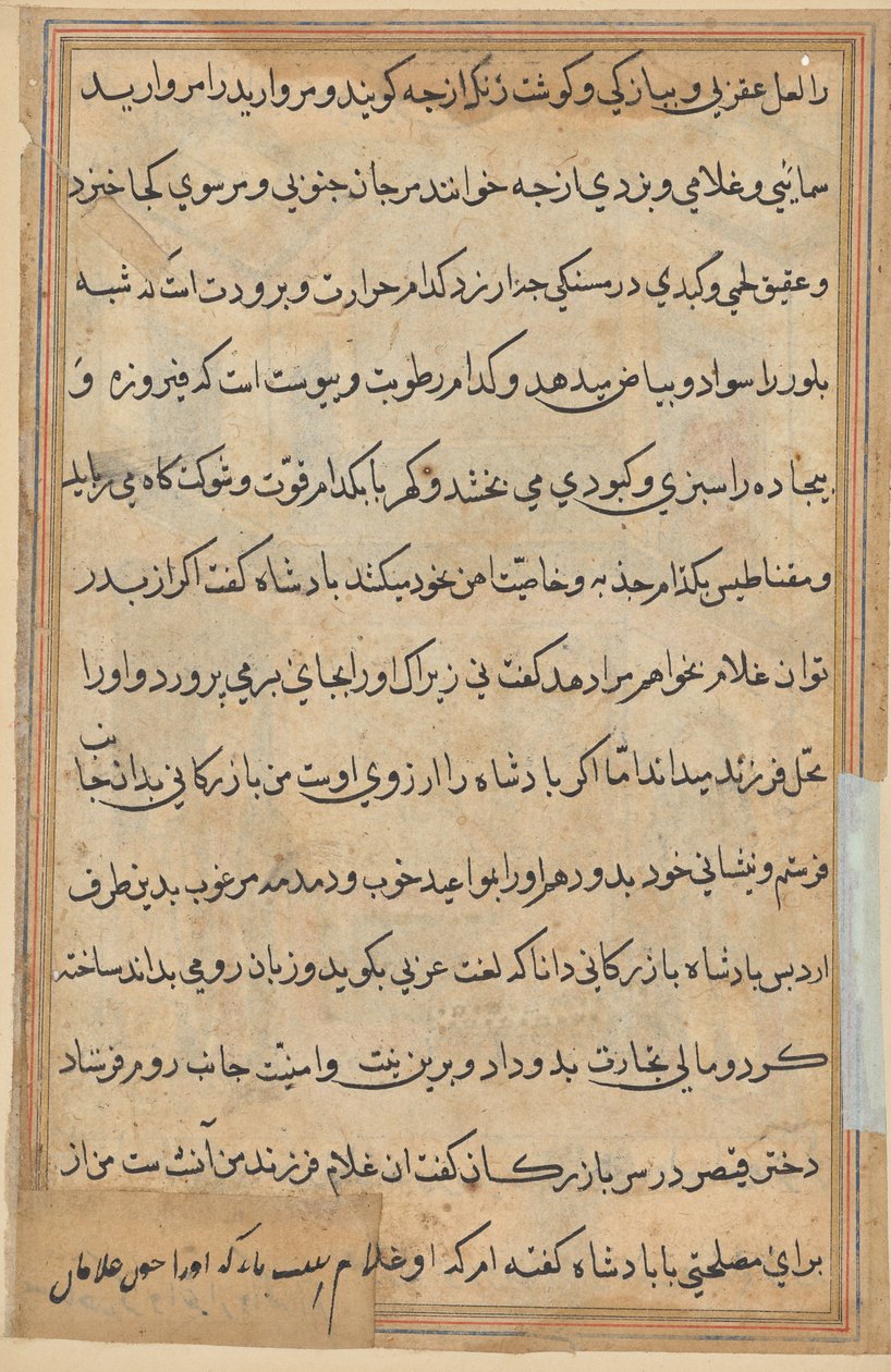 Pagina uit Verhalen van een papegaai (Tuti-nama): tekstpagina door Unknown artist