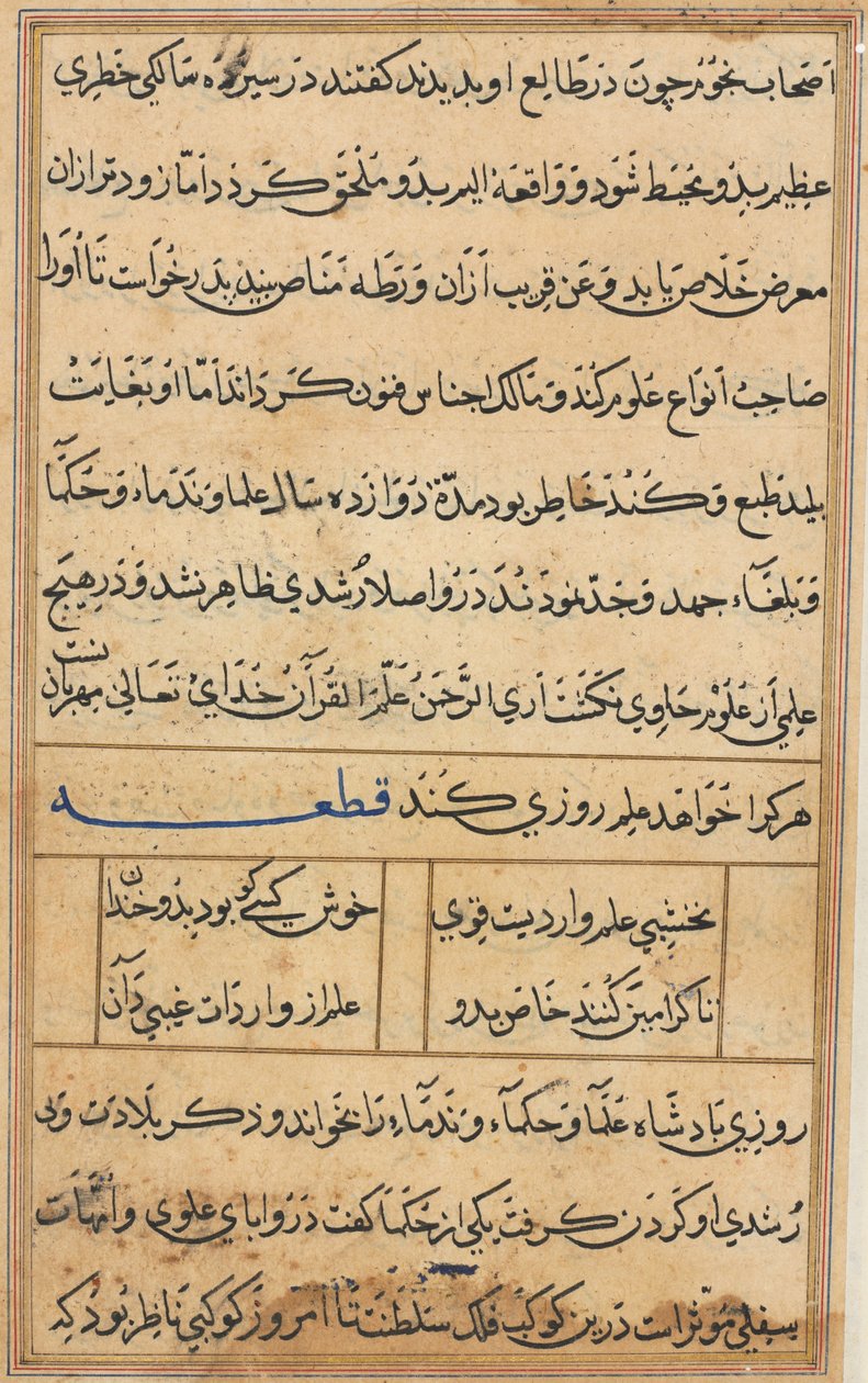 Pagina uit Verhalen van een papegaai (Tuti-nama): tekstpagina door Unknown artist