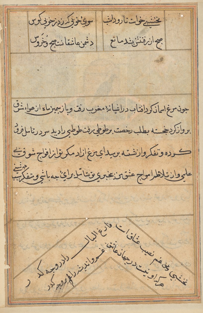Pagina uit Verhalen van een papegaai (Tuti-nama): tekstpagina door Unknown artist