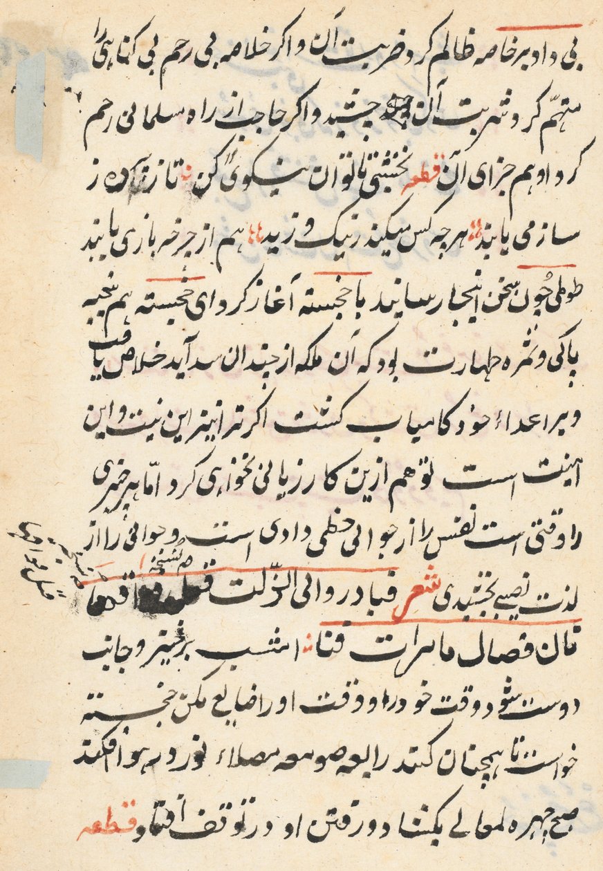 Pagina uit Verhalen van een papegaai (Tuti-nama): tekstpagina door Unknown artist