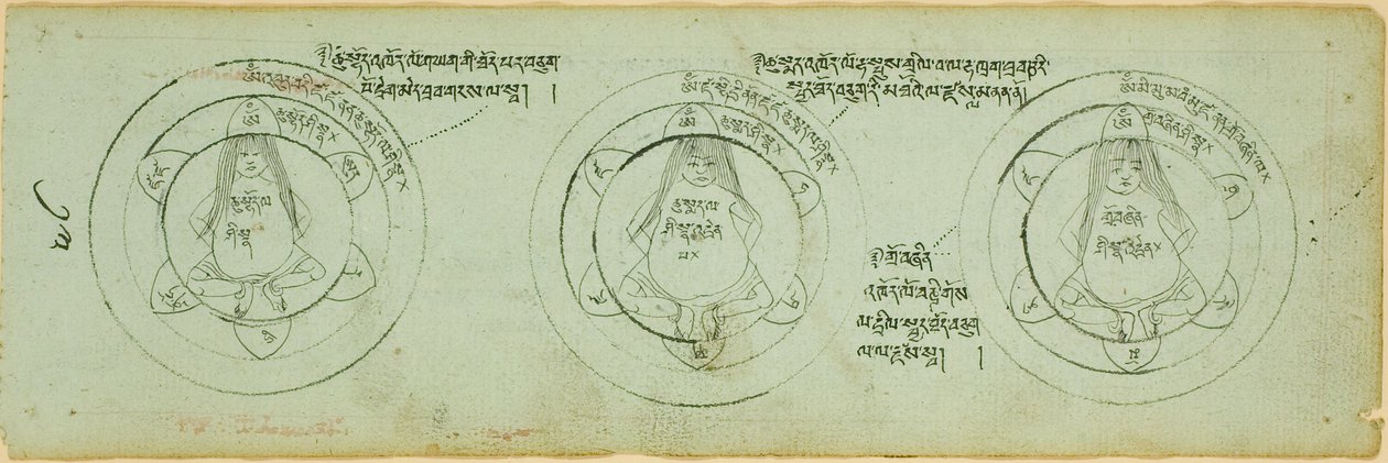 Pagina uit een manuscript met diagrammen ter bescherming tegen kinderziektes door Unknown artist