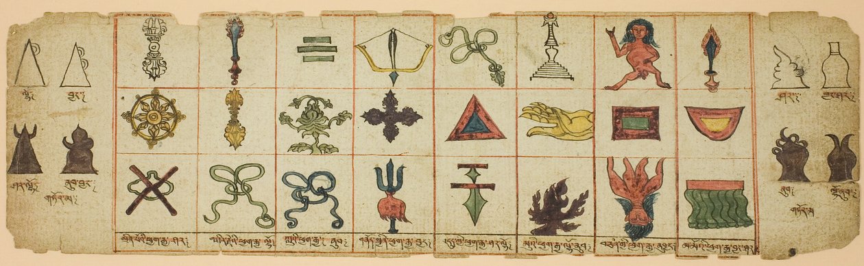 Pagina uit een notitieboek met rituele symbolen door Unknown artist
