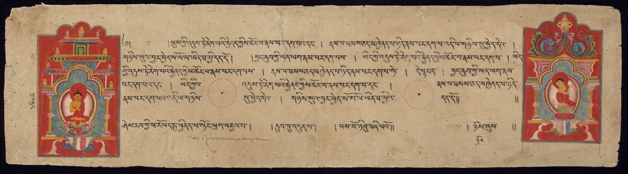 Pagina uit de Perfectie van Wijsheid Soetra (Astasahasrika Prajnaparamitasutra) door Unknown artist