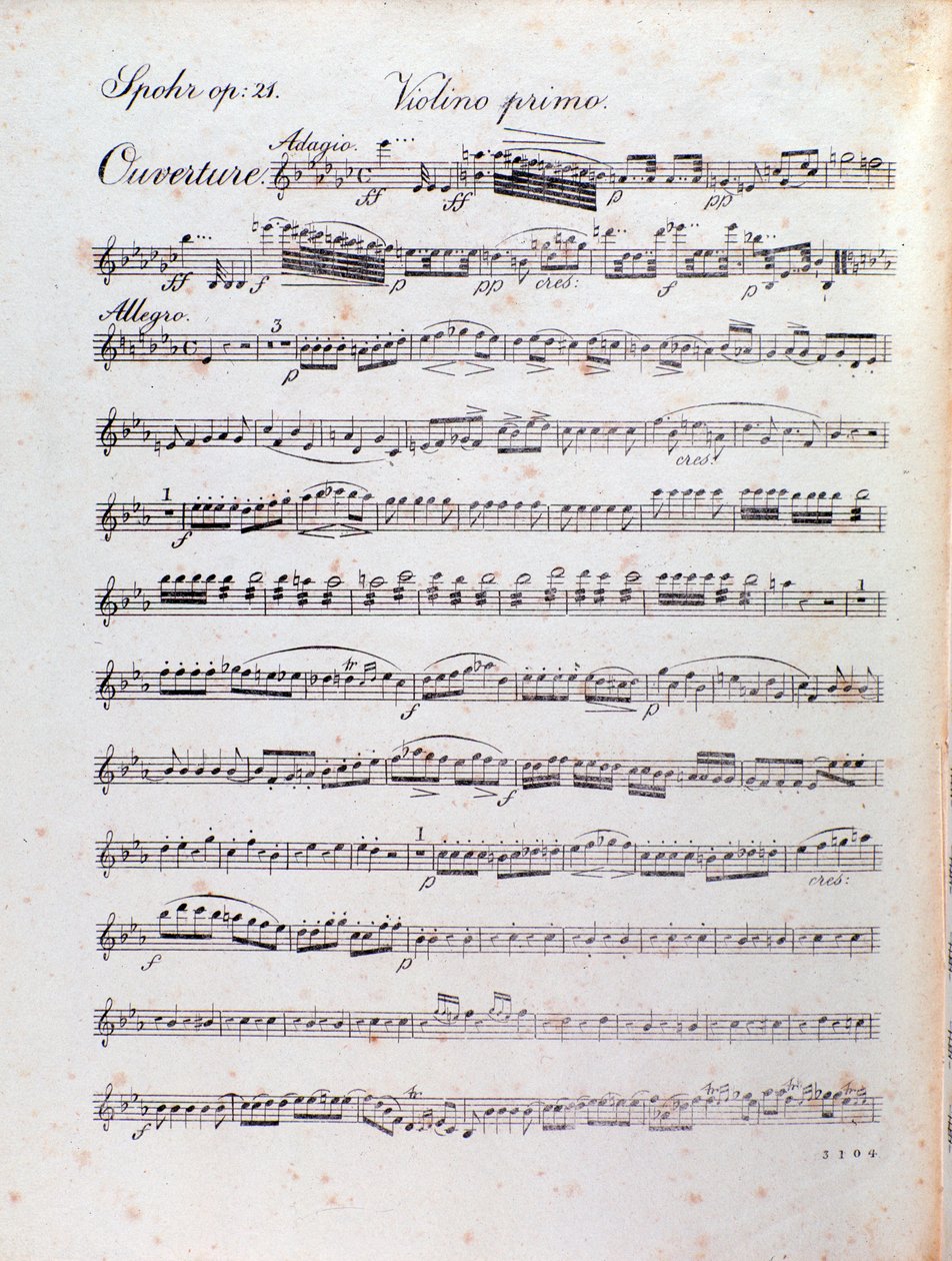 Pagina van de partituur van de ouverture van Alruna door Louis Spohr door Unknown artist