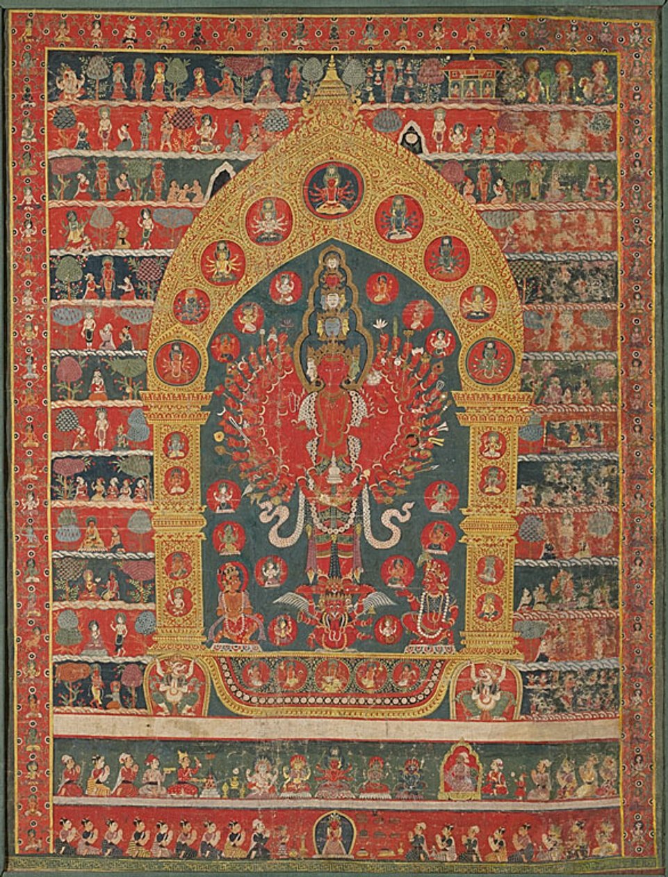 Geschilderde banier (Thangka) van de incarnatie van Avalokiteshvara van de regengod Rato Matsyendranatha door Unknown artist