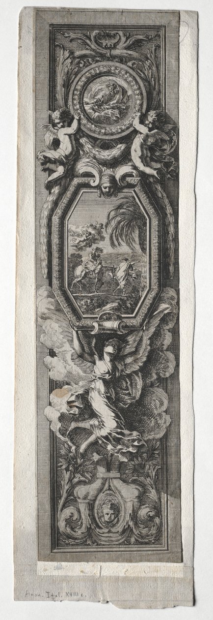 Paneel met vignet van vlucht naar Egypte door Unknown artist