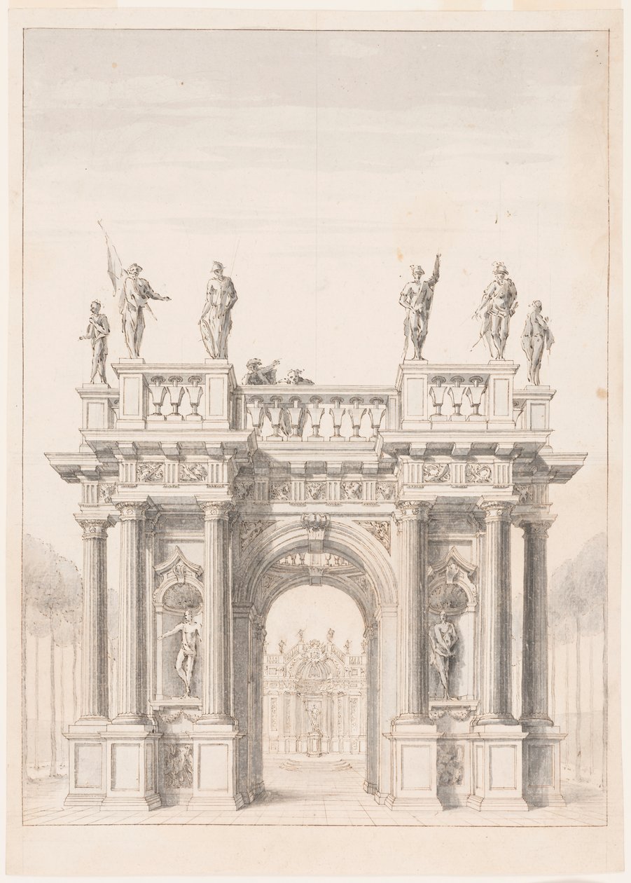Paviljoen in een park door Unknown artist