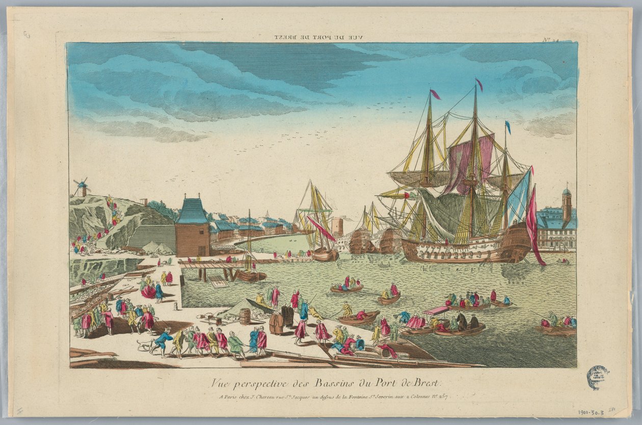 Kijkdoos, Vue Perspective des Bassins du Port de Brest, No. 24 door Unknown artist