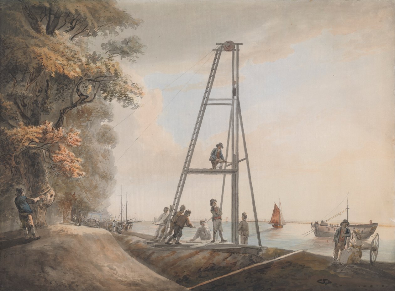Palen Drijven aan de Oevers van de Theems door Unknown artist