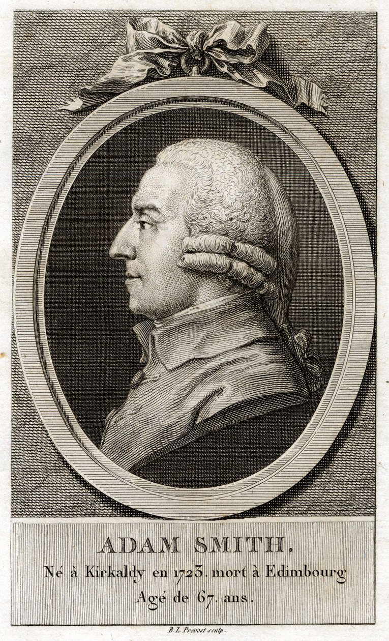 Portret van Adam Smith (1723 - 1790), Schotse filosoof en econoom. door Unknown artist