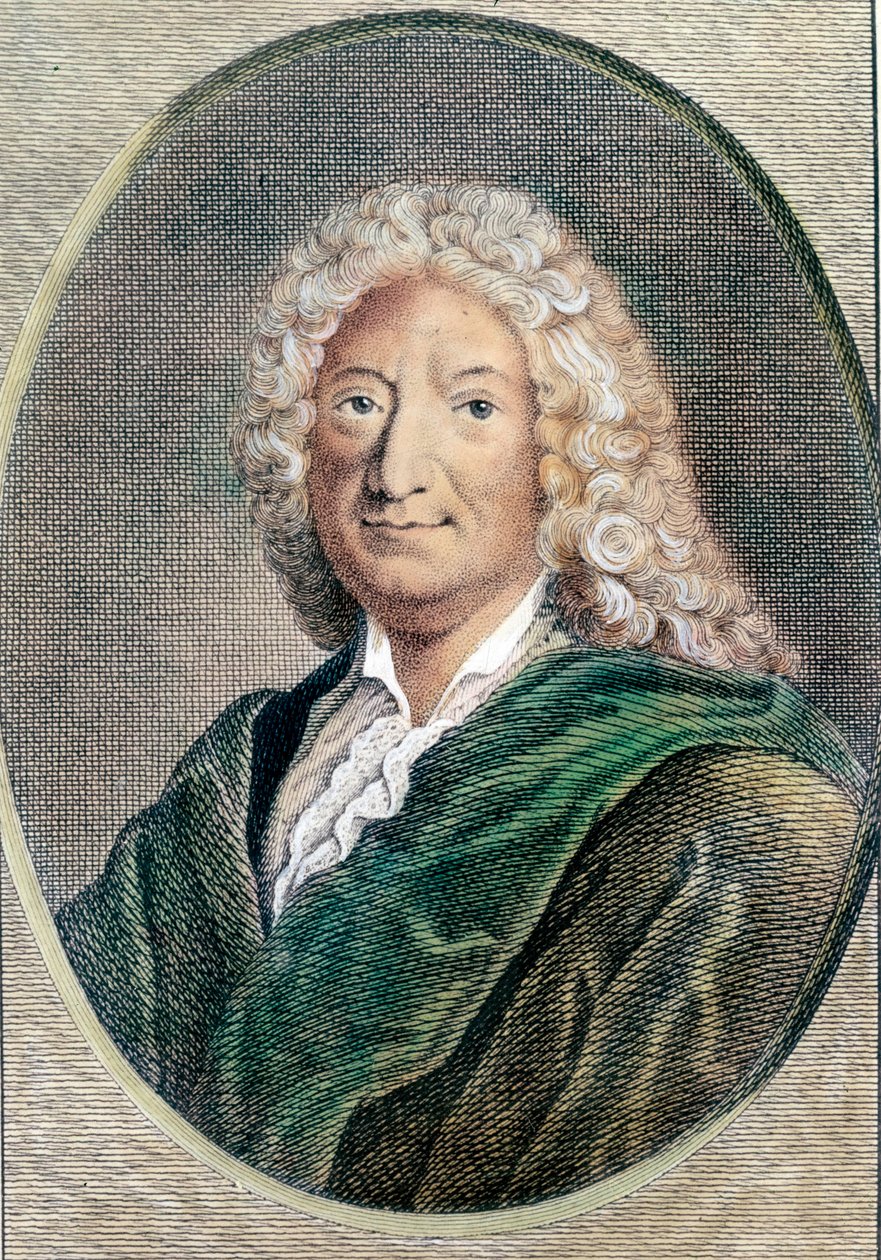 Portret van Alain Rene Lesage, Franse schrijver. Gravure uit de 18e eeuw door Unknown artist