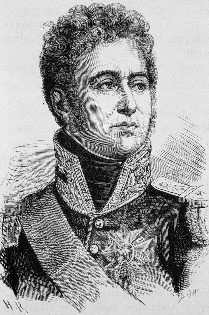 Portret van Alexandre Law, Markies de Lauriston (1768 - 1828). Gravure uit het einde van de 19e eeuw in “Histoire de France” door H. Martin. door Unknown artist