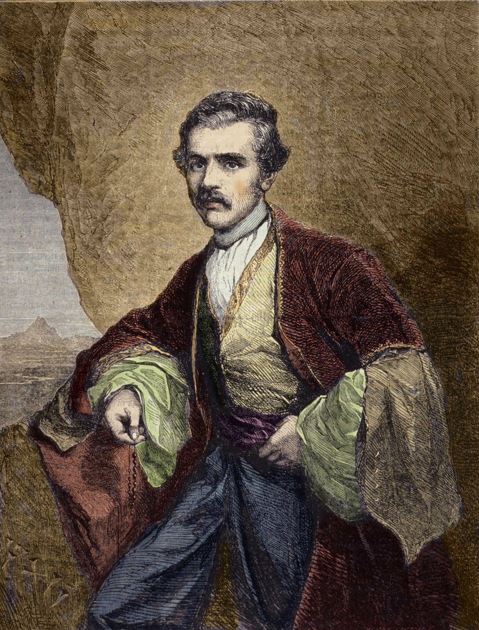Portret van Austen Henry Layard (1817-1894), Engelse reiziger en archeoloog. door Unknown artist
