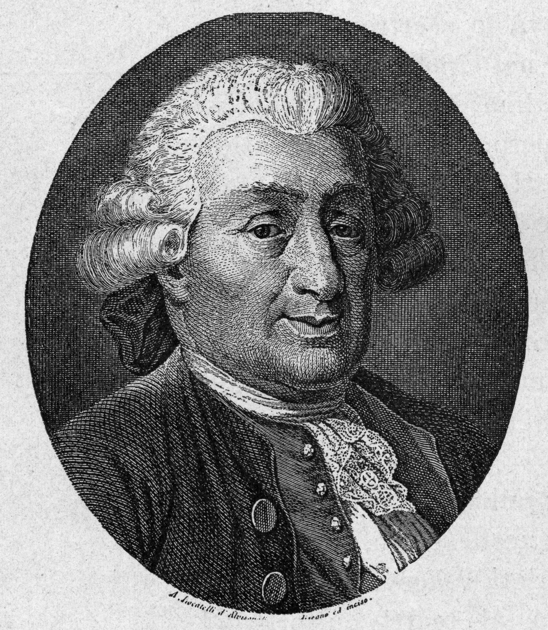 Portret van Carlo Goldoni (1707 - 1793) Italiaanse komische auteur. Gravure 19e eeuw door A. Locatelli door Unknown artist