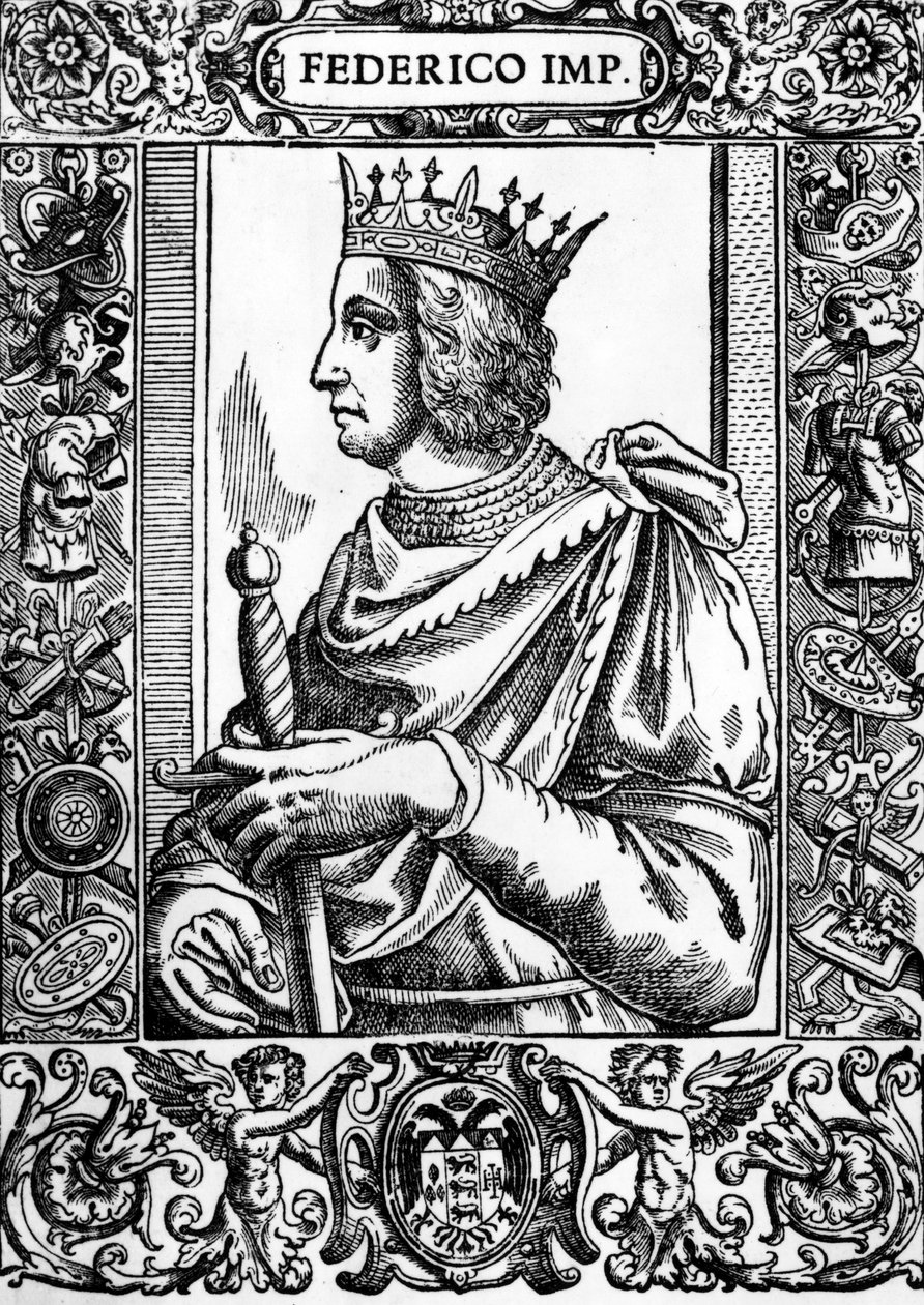 Portret van Frederik II (1194-1250), Duitse Keizer. door Unknown artist
