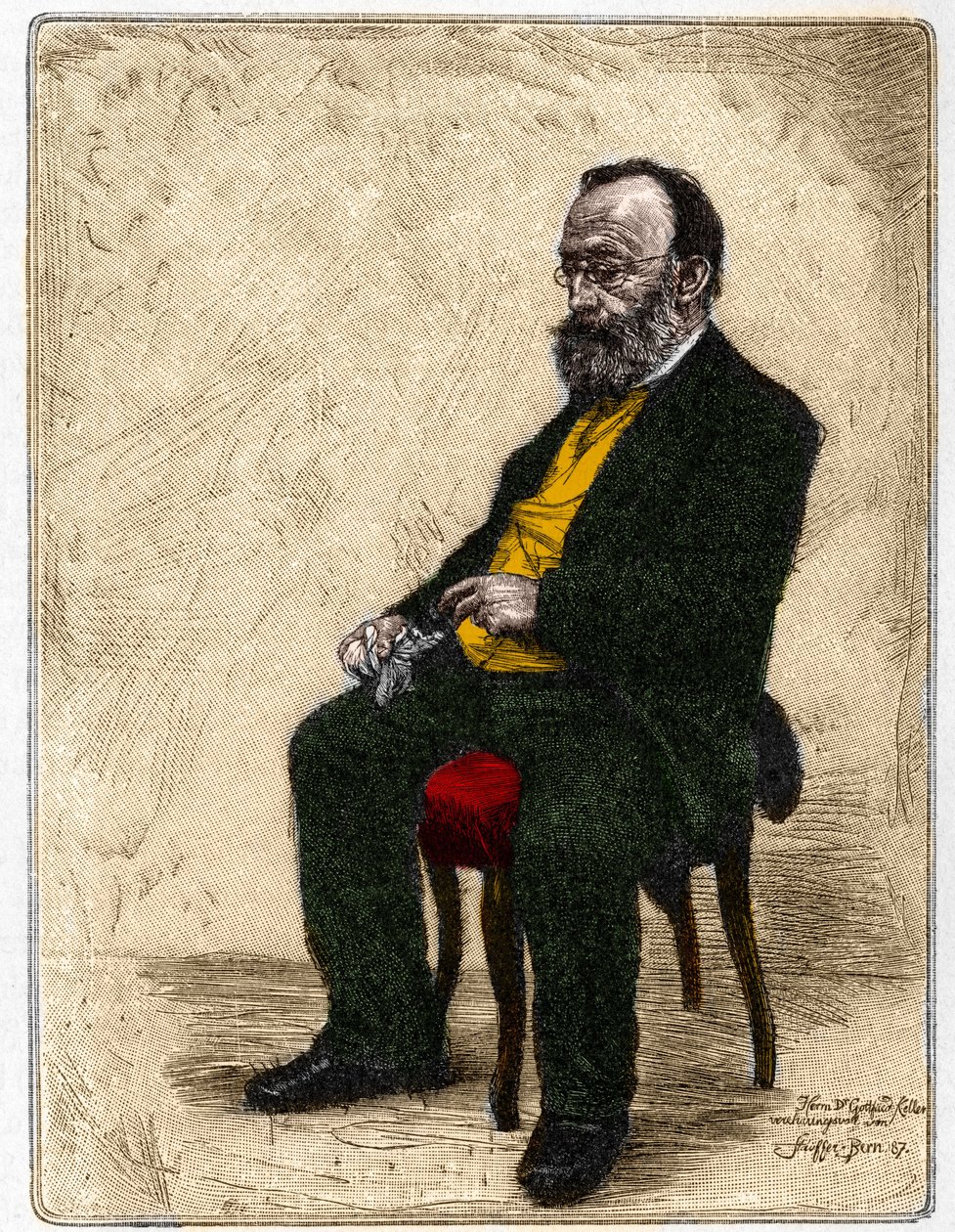 Portret van Gottfried Keller (1819-1890), Duitstalige Zwitserse schrijver en dichter. door Unknown artist