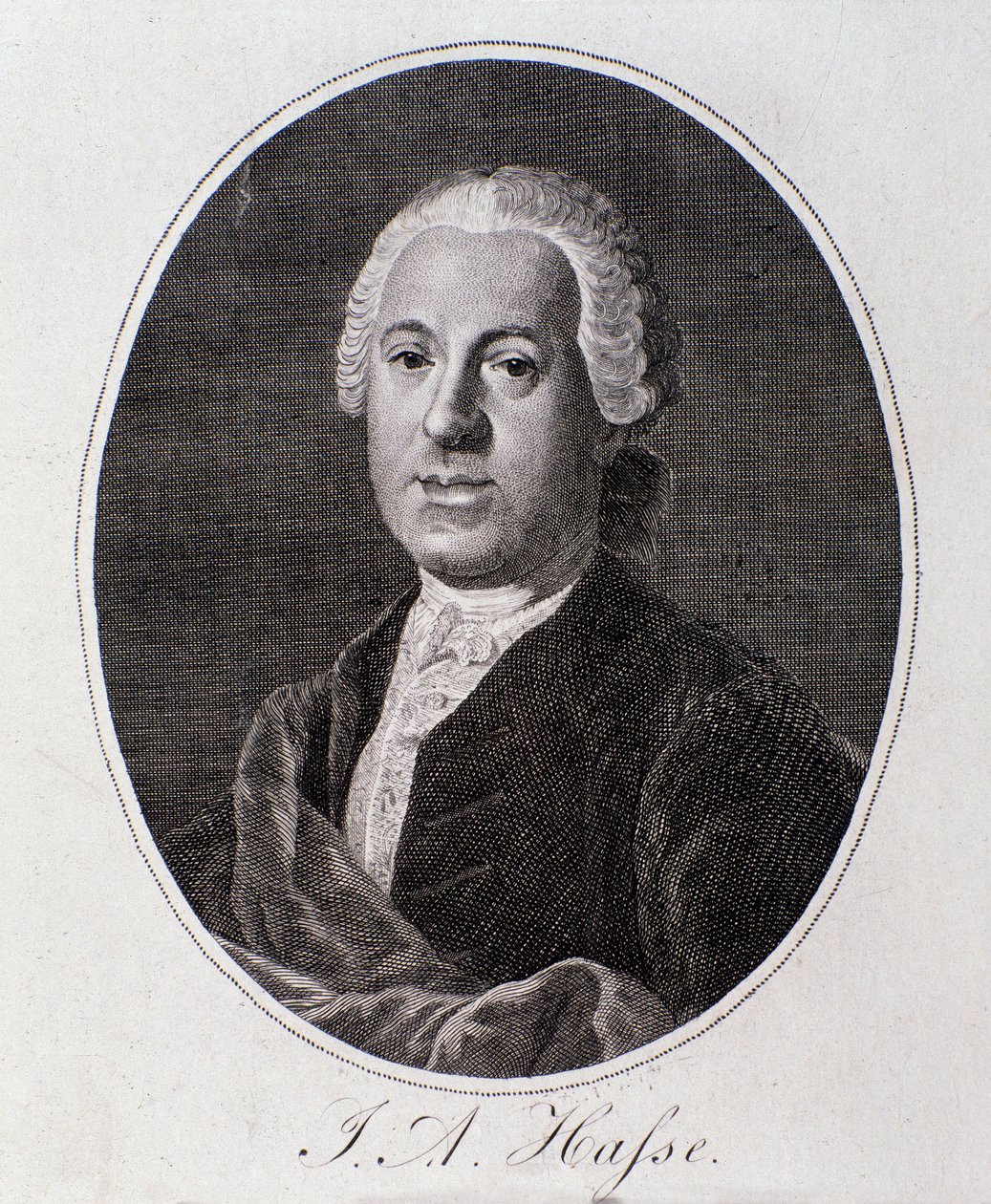 Portret van Johann Adolf Hasse (gravure) door Unknown artist
