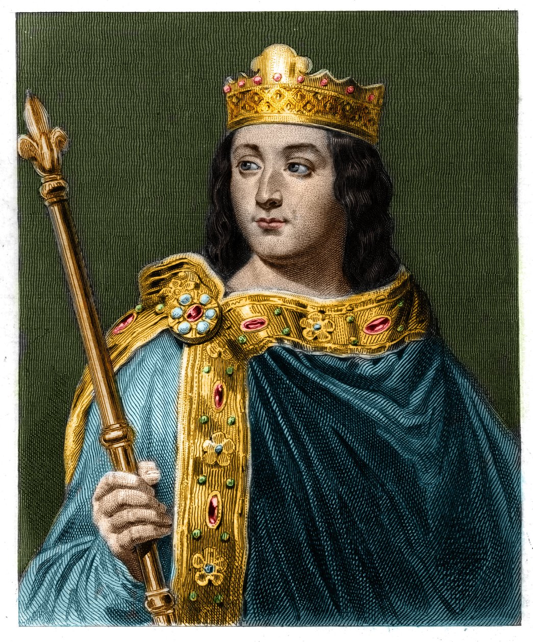 Portret van Lodewijk V de Luie (967 - 987), koning van Frankrijk - in 