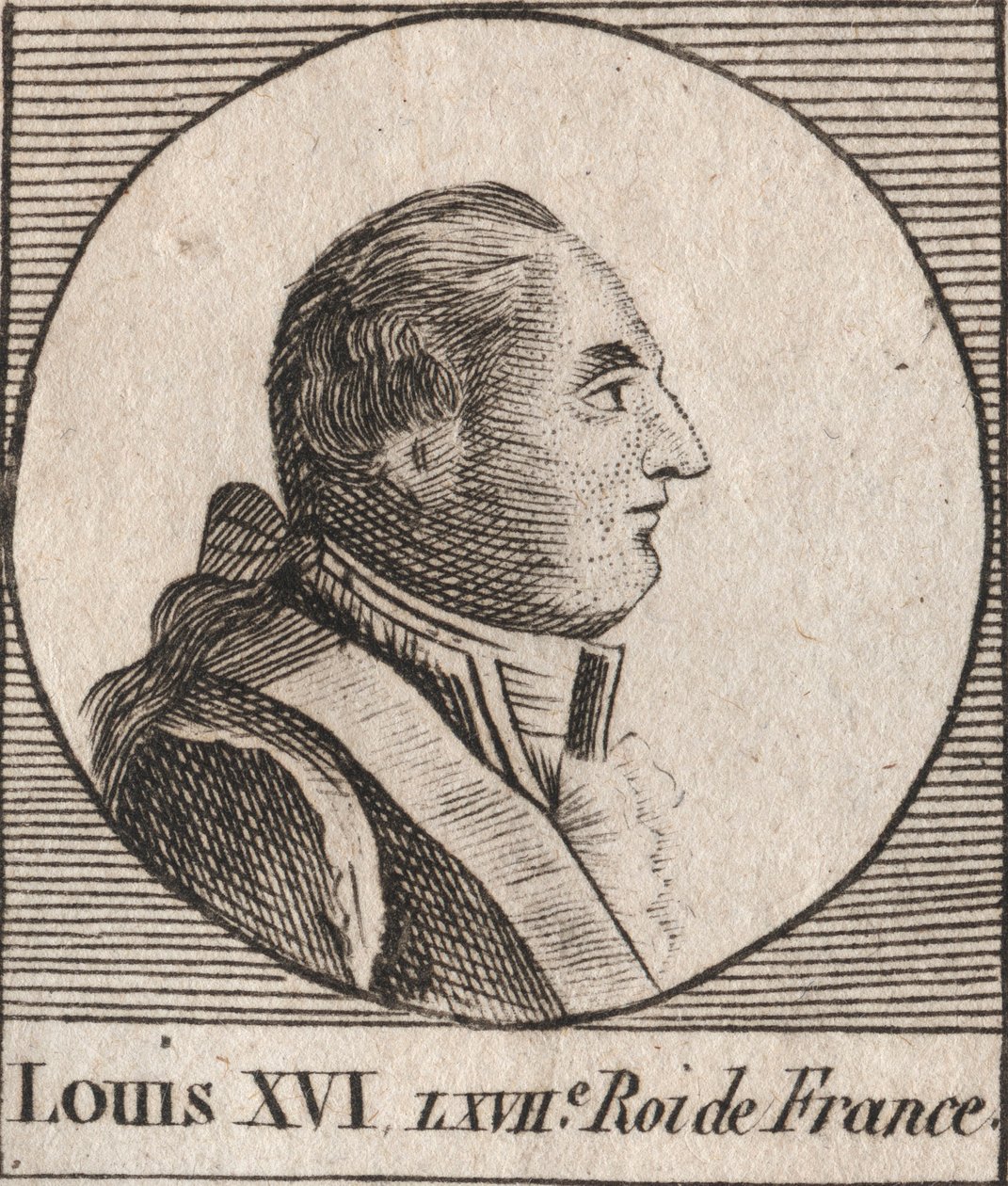 Portret van Lodewijk XVI (1754-1793), koning van Frankrijk van 1774 tot 1791, daarna koning van de Fransen van 1791 tot 1792 - gravure uit 