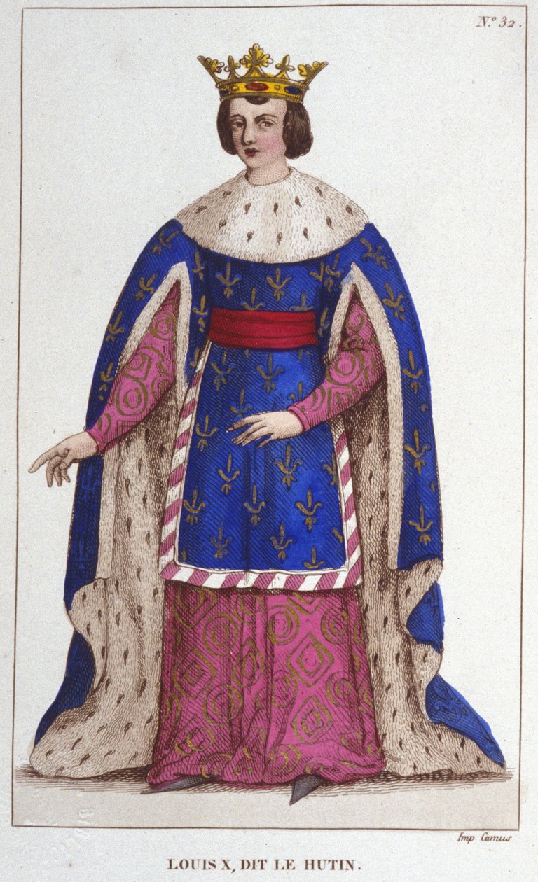 Portret van Lodewijk X de Hutin (1289 - 1316), Koning van Frankrijk gravure uit 1830 door Unknown artist