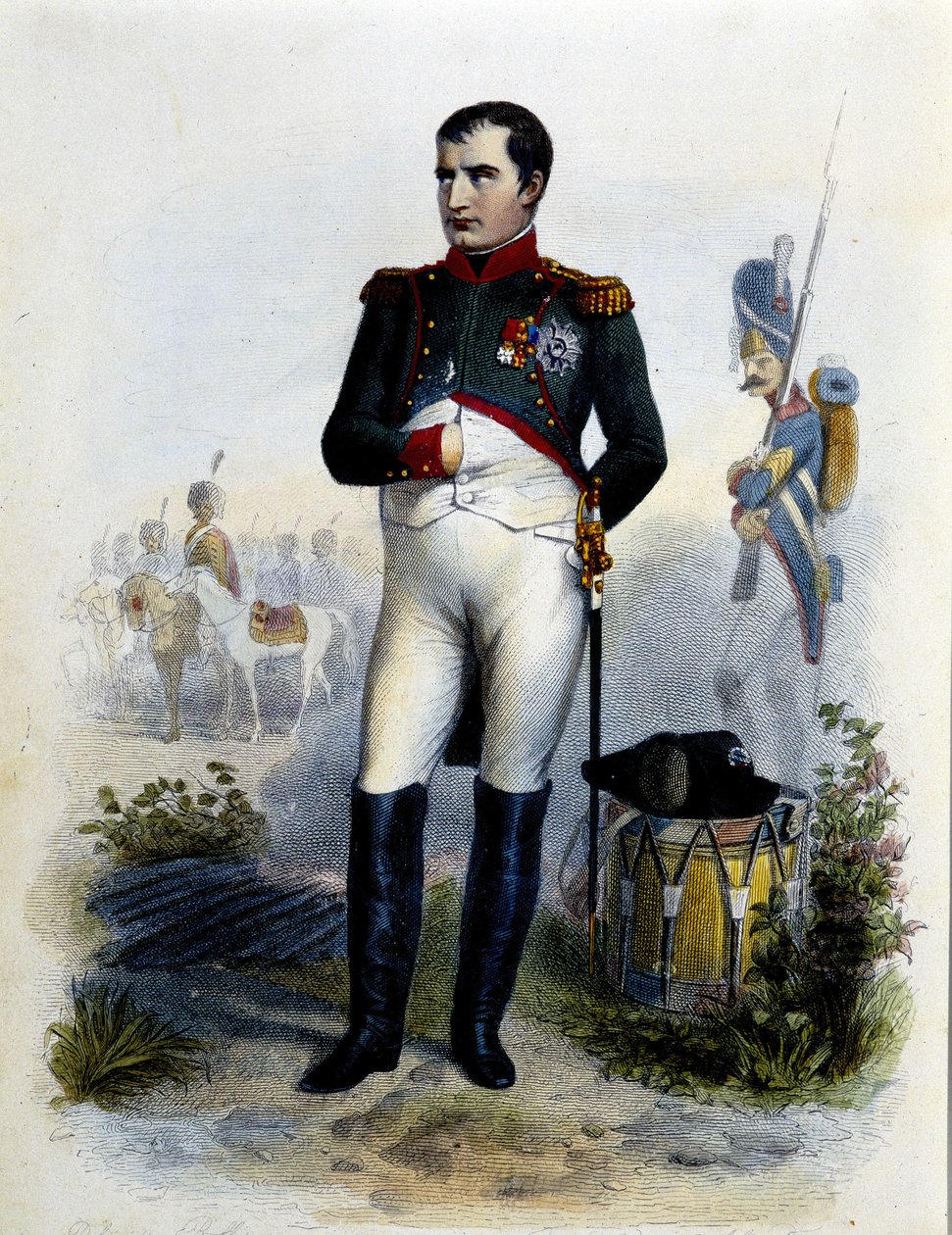 Portret van Napoleon I. Gravure uit de 19e eeuw door Unknown artist