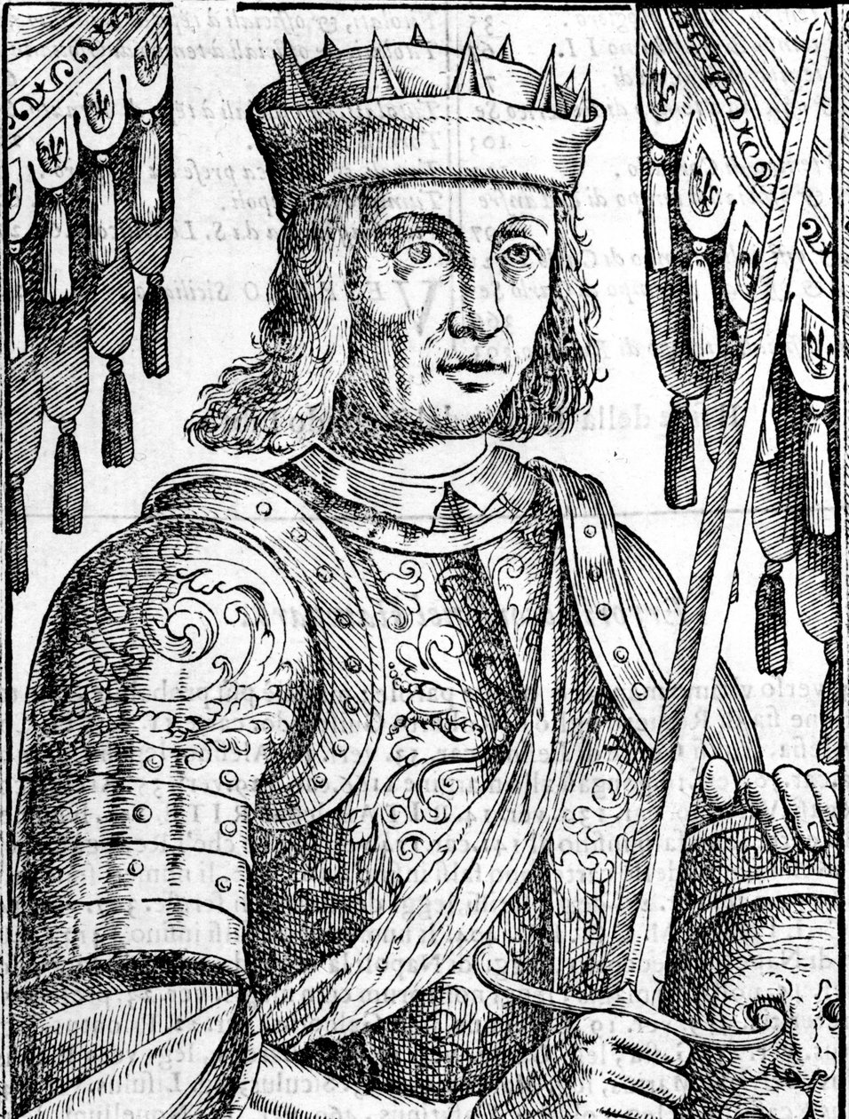 Portret van Roger II van Hauteville, stichter van de monarchie van Sicilië. Houtsnede uit de 16e eeuw. door Unknown artist