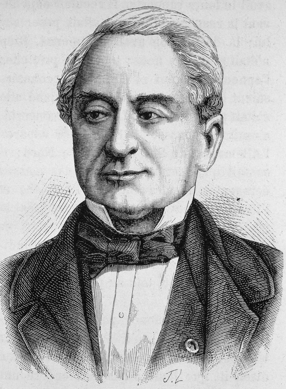 Portret van Schneider. Gravure van het einde van de 19e eeuw in 