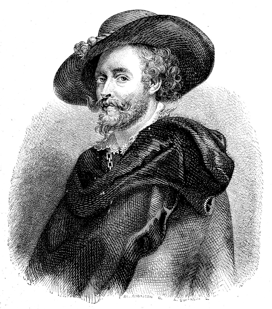 Portrait of Sir Peter Paul Rubens (1577-1640) (engraving) door Unknown artist