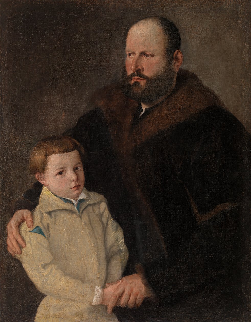 Portret van een heer en zoon door Unknown artist