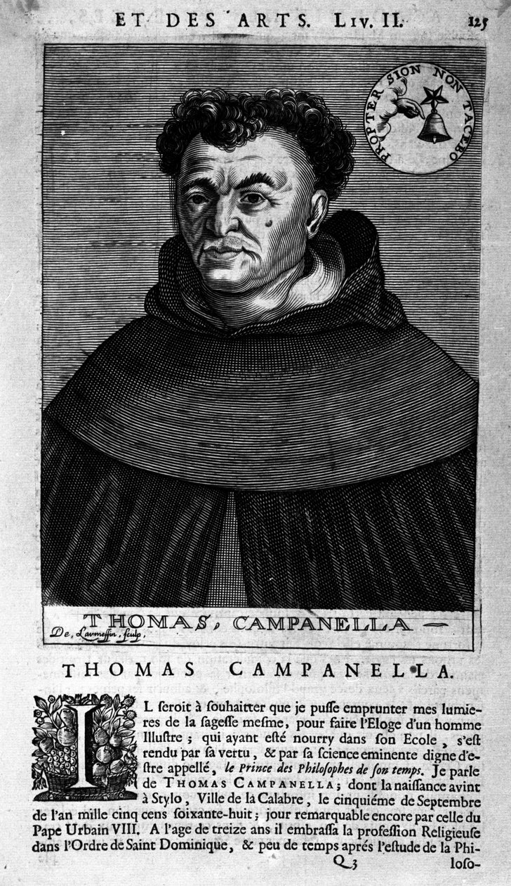 Portret van de Italiaanse filosoof Tommaso Campanella (1568-1639). Blad van onbekende oorsprong uit de 17e eeuw door Unknown artist