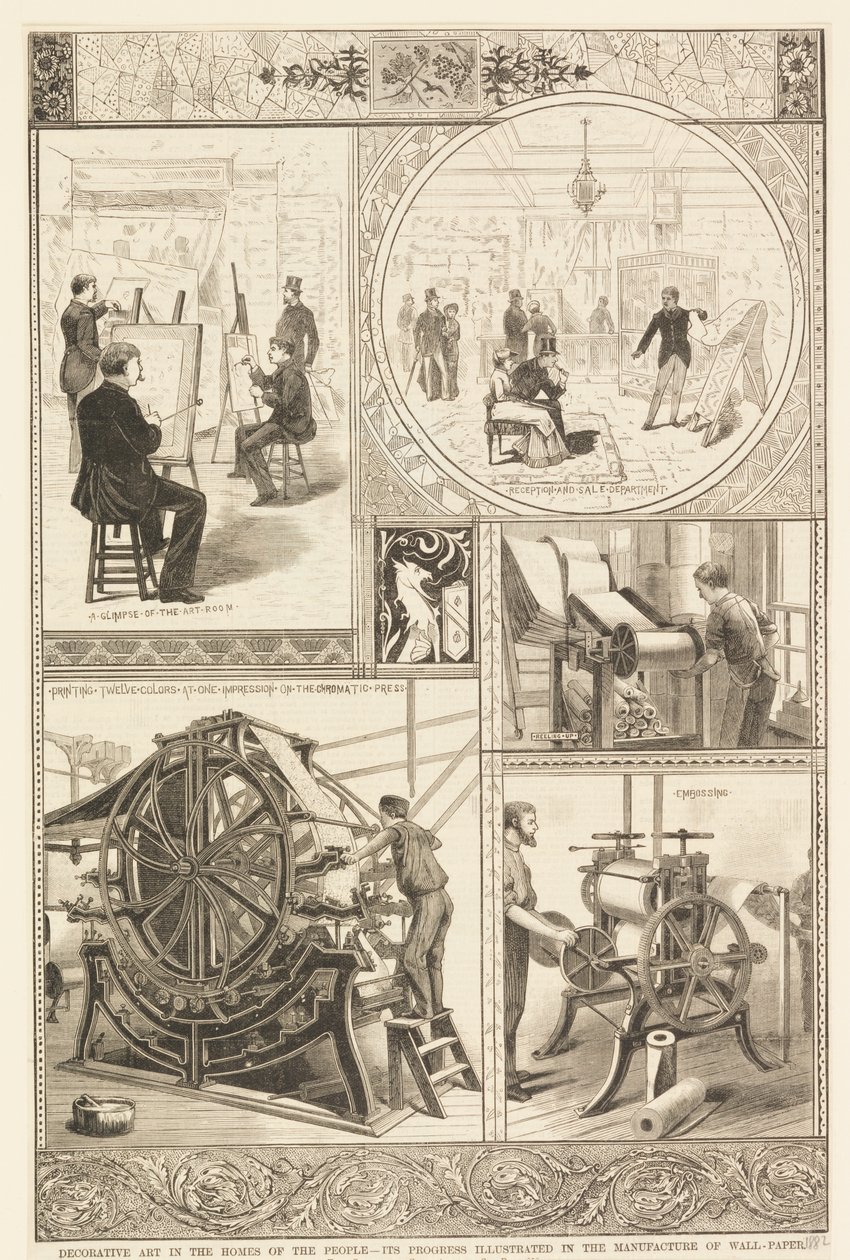 Processen van behangproductie door Unknown artist