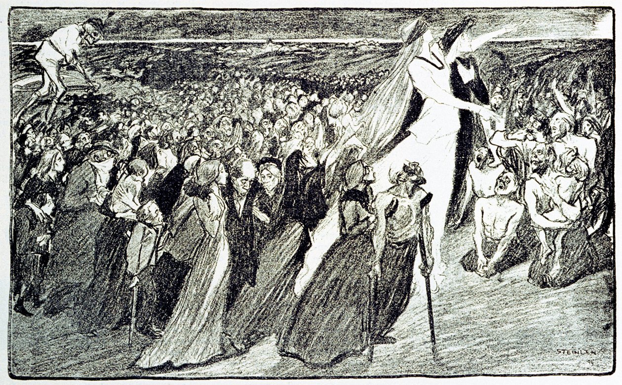 Processie tijdens de bedevaart in Lourdes (illustratie door Theophile Alexandre Steinlen) door Unknown artist
