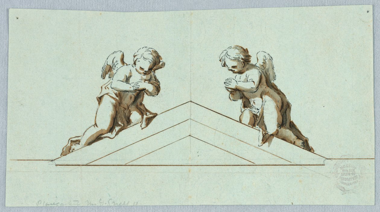 Ontwerp voor een altaar met engelen en fronton door Unknown artist